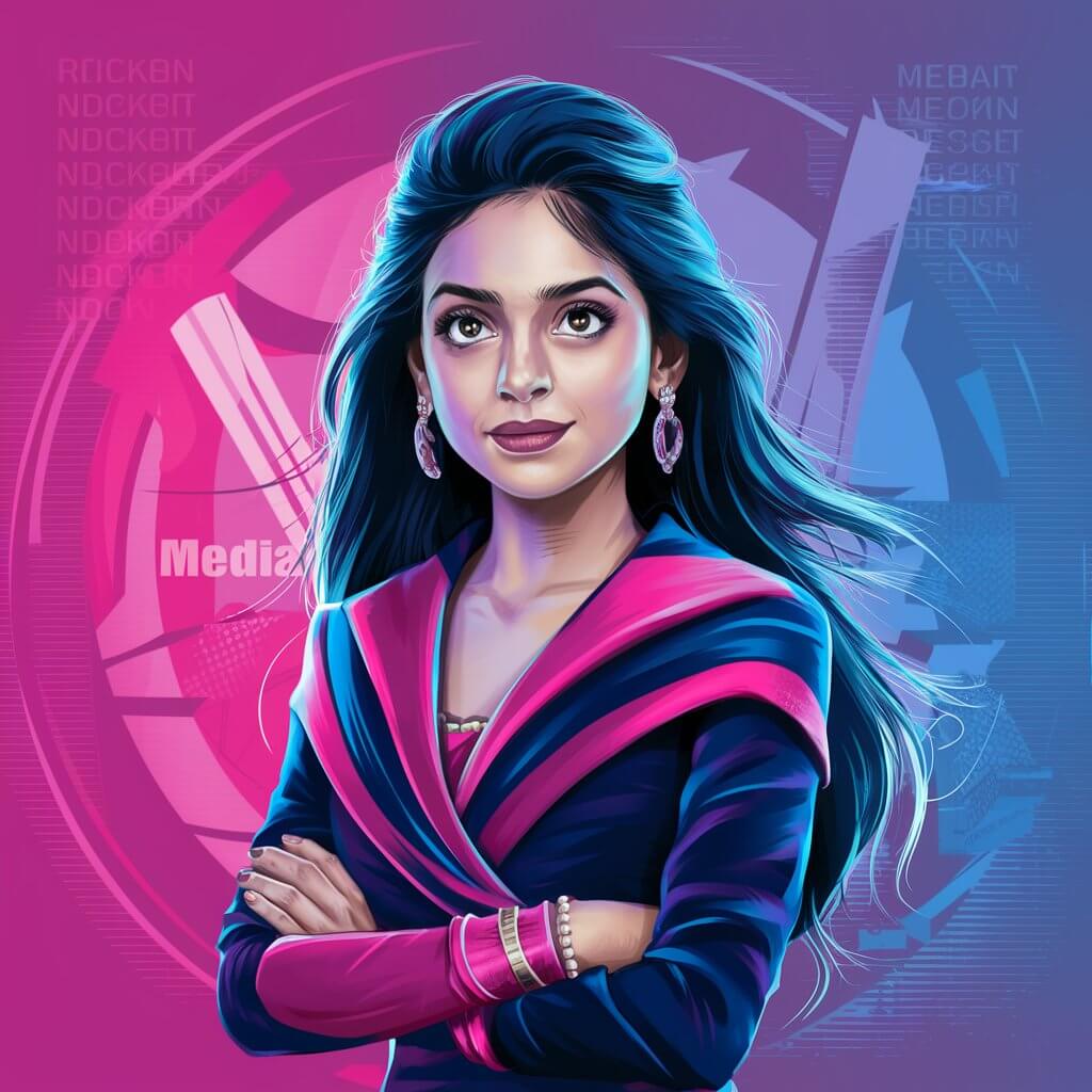 create a vibrant vector art of a young indian woma u1Iw wt T7q455qPZPLhSA