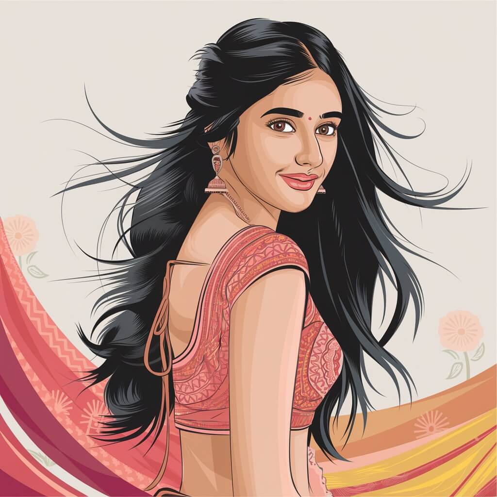 a vector art illustration of a young indian actres n1faEHa2T4aTFwnZ VLWhg Q NdGx7FTE J0zGPmnEUmg