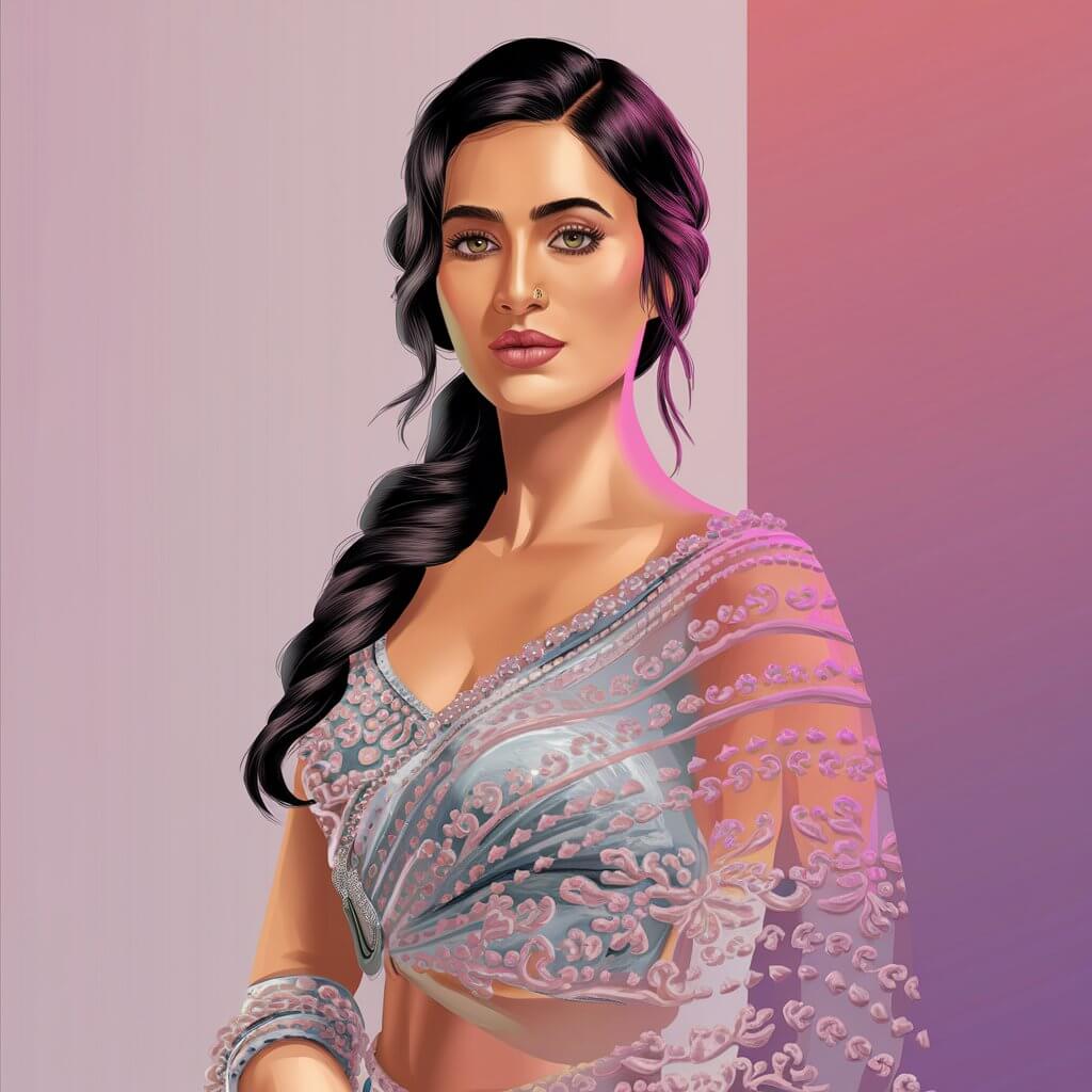 a vector art of a female indian tv star with elega AxEraAnDT76LAioecZ8fWA nFkMTJW4TLe4UHpMODThwg