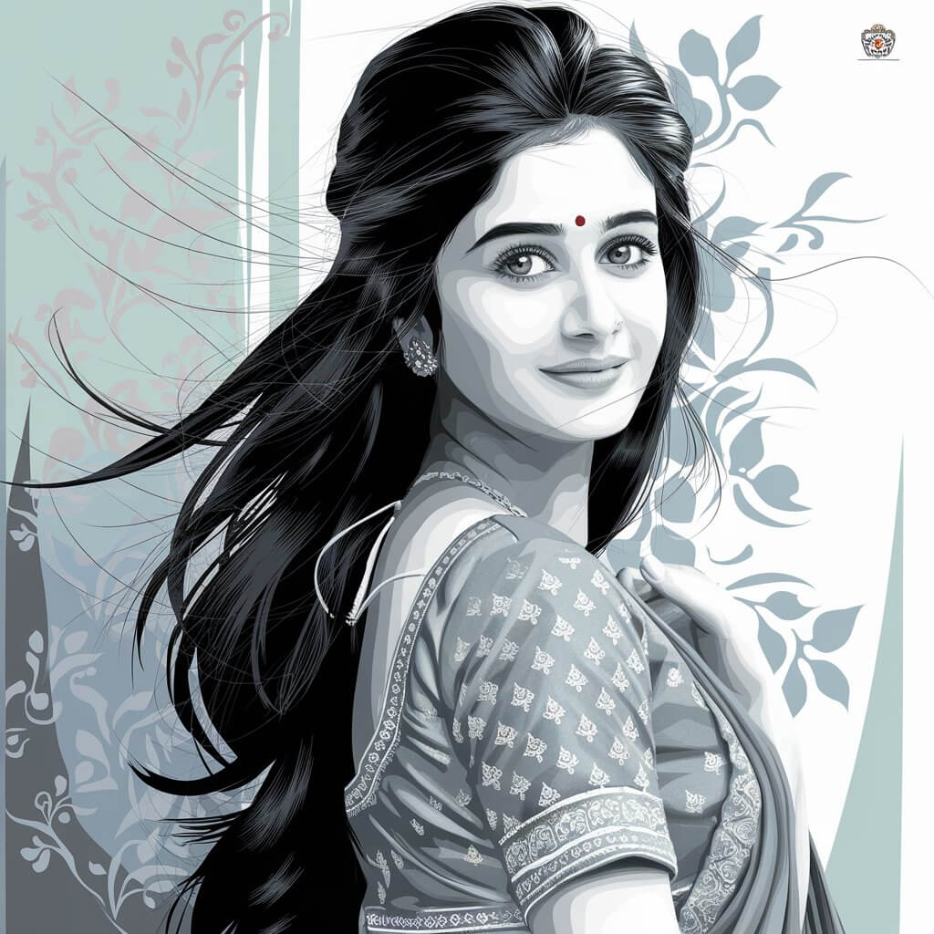 a vector art of a young indian actress with long f lU3ZGQUDQjWoG03T0Kka1Q Q NdGx7FTE J0zGPmnEUmg