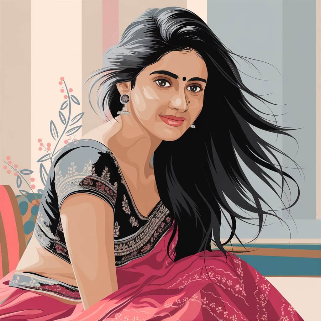 a vector art of a young indian actress with long f m zTmVNKTbWuJUChb0kmfQ Q NdGx7FTE J0zGPmnEUmg